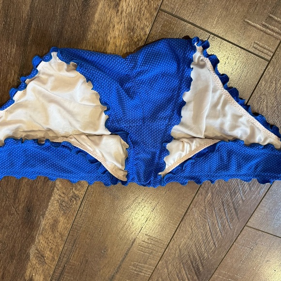 ☀️SHADE & SHORE Ruched Back Ruffled Edge Blue Bikini Bottom - Picture 5 of 7